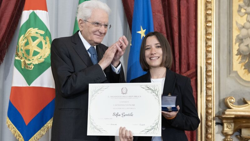 Alfieri della Repubblica: premiata al Quirinale anche la vittoriese Sofia Gentile-GUARDA IL VIDEO