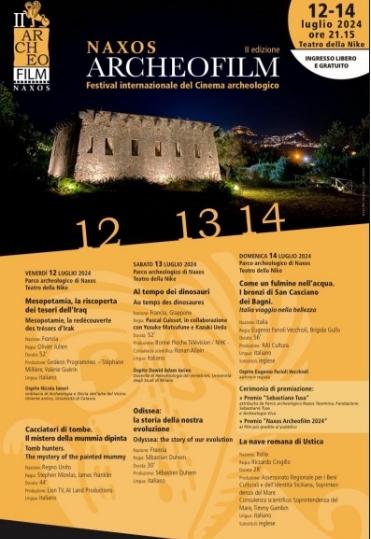 Dal 12 luglio prende il via il Festival “Naxos Archeofilm”