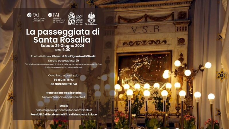 400° Festino Santa Rosalia: passeggiata Fai per riscoprire le edicole votive della Santuzza