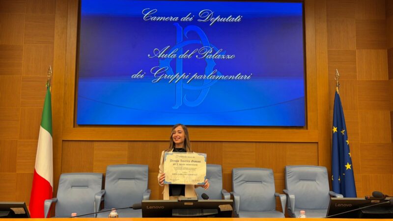 Una giovane siciliana premiata alla Camera dei Deputati: Sofia Sabellini Garofalo riceve il Premio America Giovani